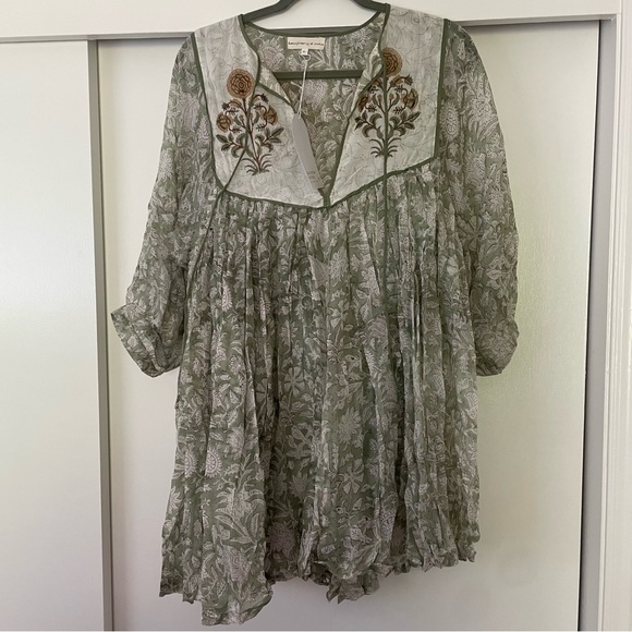 NWT Daughters of India Diya Mini Dress in Pistachio, sz XL - Picture 15 of 15